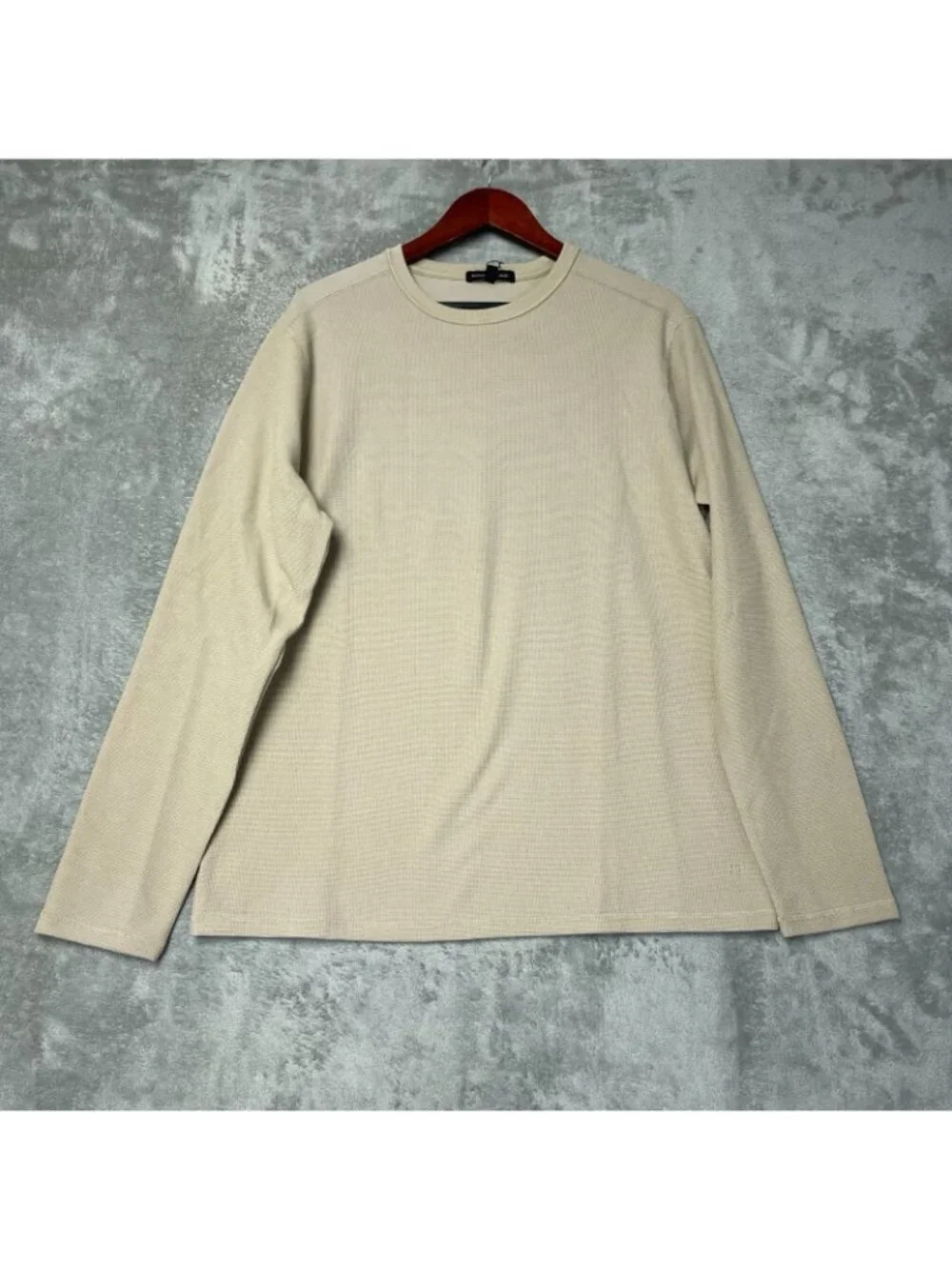 Banana Republic Men's L Beige Double Knit Crew Long Sleeve Sweatshirt e1719